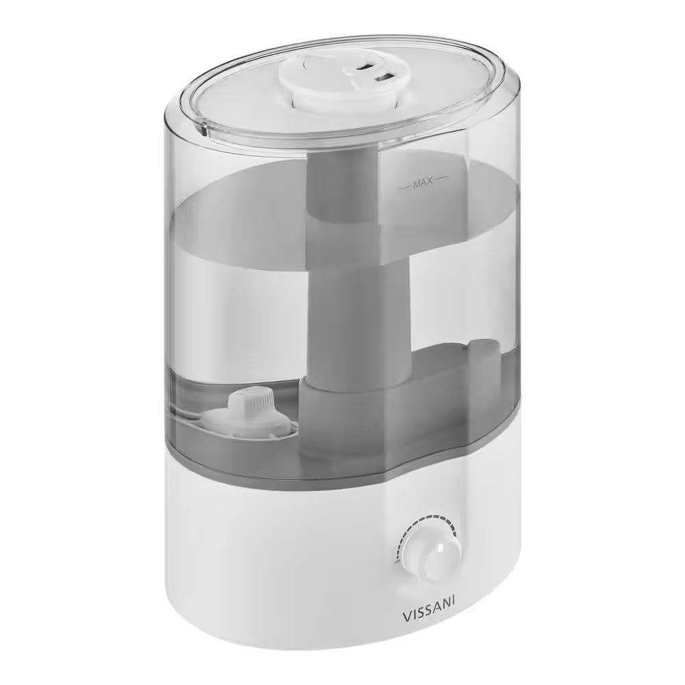 1 Gal. Ultrasonic Humidifier 360 Degree Turning Dual Nozzle Cool Mist for Medium Room in White