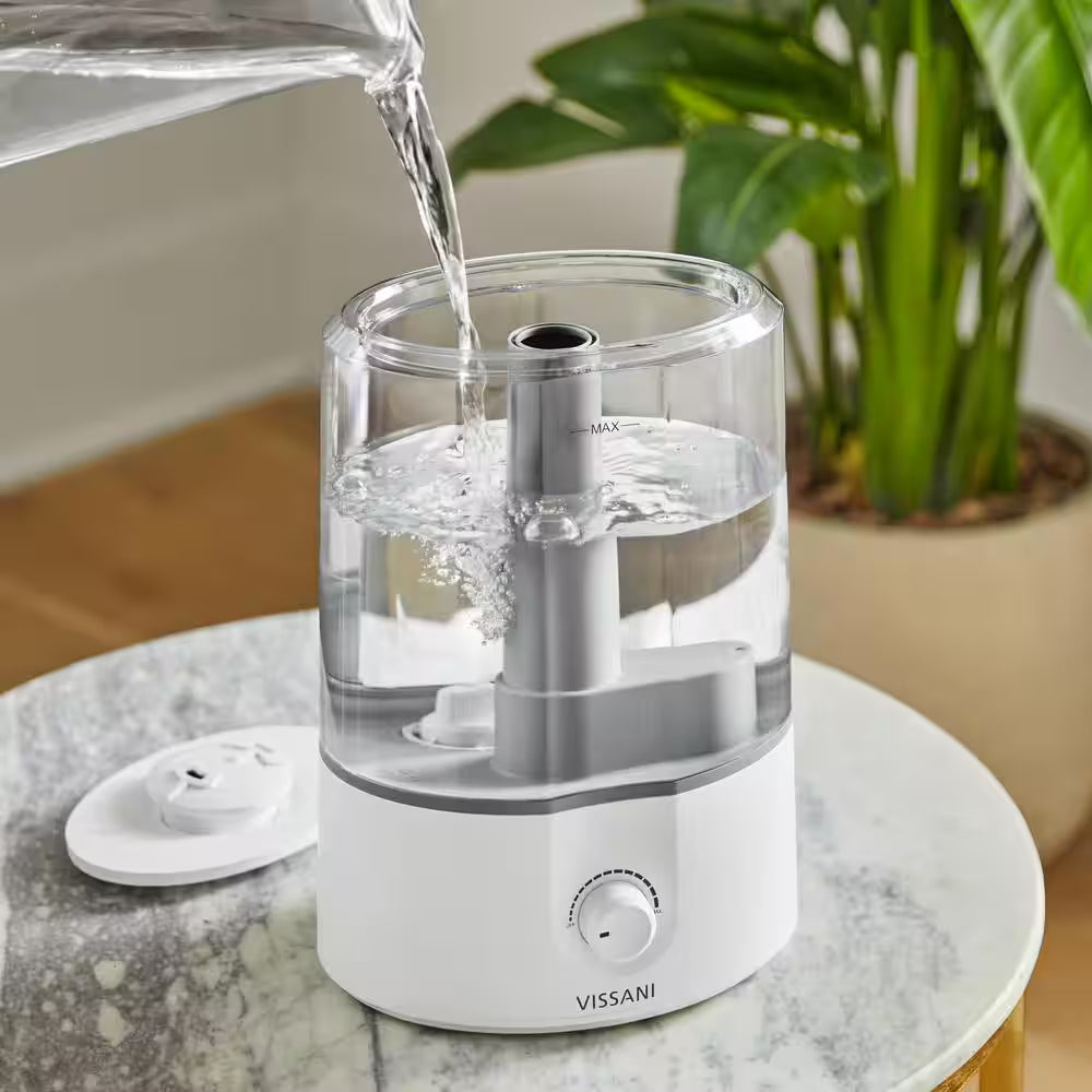 1 Gal. Ultrasonic Humidifier 360 Degree Turning Dual Nozzle Cool Mist for Medium Room in White