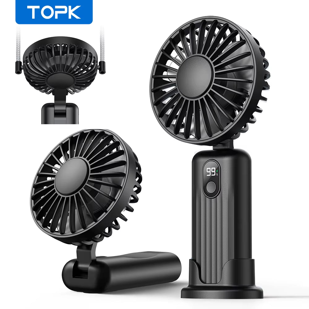 5000Mah Mini Portable Fan, USB Desk Electric Fan, Small Personal Hand Fan with USB Rechargeable Cooling Neck Fans for Room
