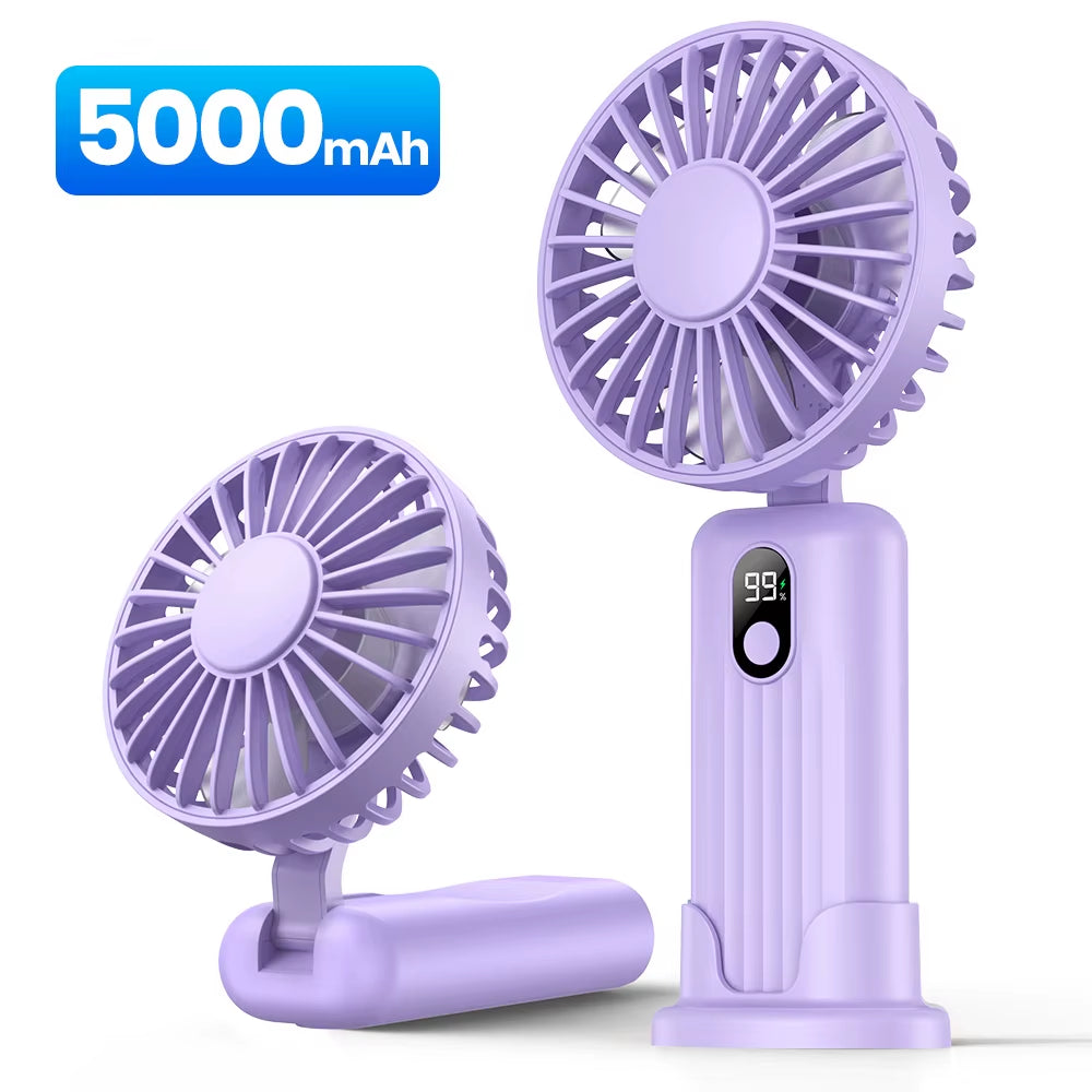 5000Mah Mini Portable Fan, USB Desk Electric Fan, Small Personal Hand Fan with USB Rechargeable Cooling Neck Fans for Room