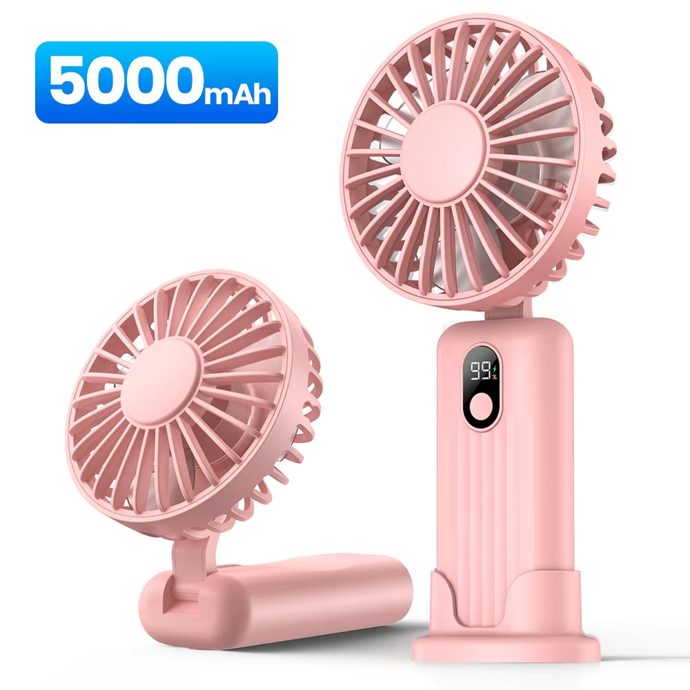 5000Mah Mini Portable Fan, USB Desk Electric Fan, Small Personal Hand Fan with USB Rechargeable Cooling Neck Fans for Room