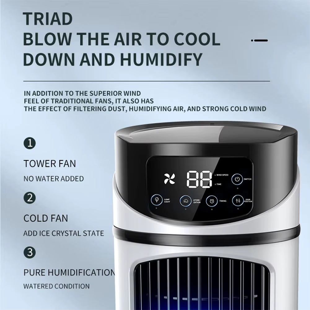 3 in 1 Quiet Cooling Desk Fan Water Cooling Conditioning Portable Mini Air Cooler 6 Speeds Adjustable Table Fan for Office Home