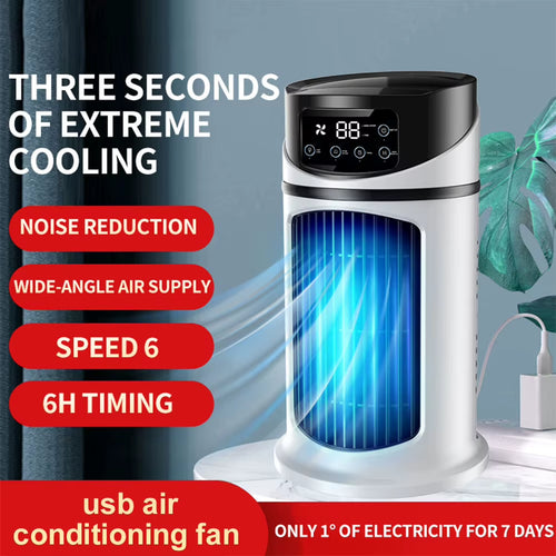 3 in 1 Quiet Cooling Desk Fan Water Cooling Conditioning Portable Mini Air Cooler 6 Speeds Adjustable Table Fan for Office Home