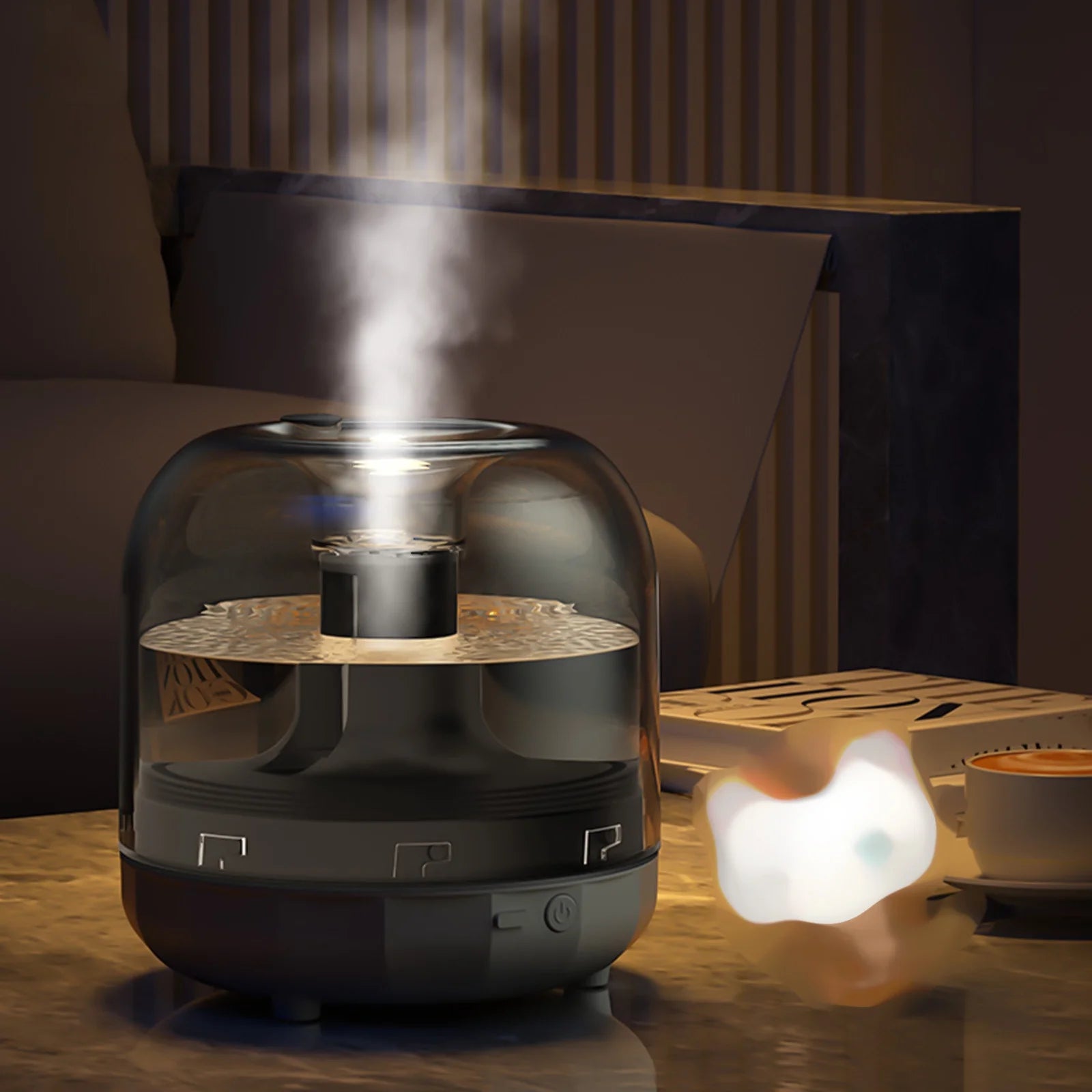 Ultrasonic Cool Mist Humidifier, USB Humidifier with Colorful Light, Quiet Air Humidifier for Bedroom, Nursery, Office, Indoor Plants(500Ml, Black)