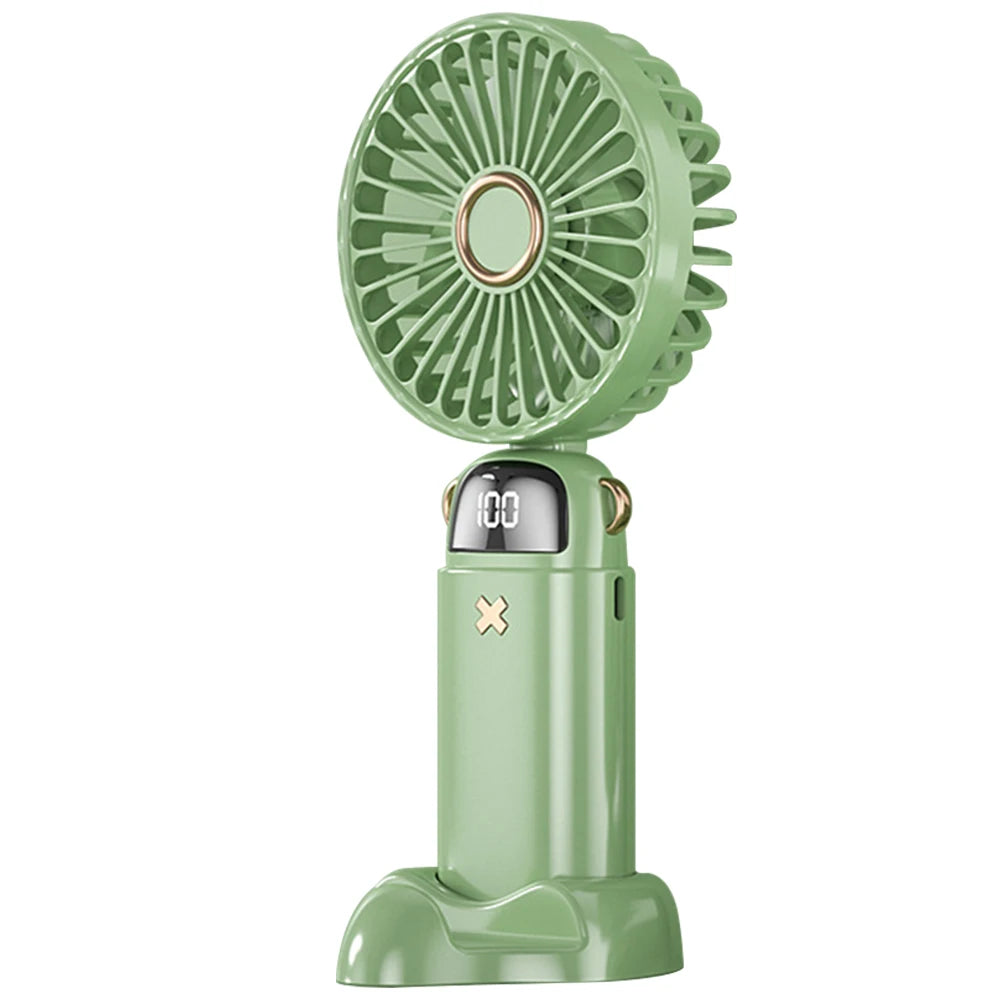 6000Mah Handheld Mini Fan Foldable Portable Hanging Neck Fans 5 Speed USB Rechargeable Air Cooler Quite Cooling Electric Fan