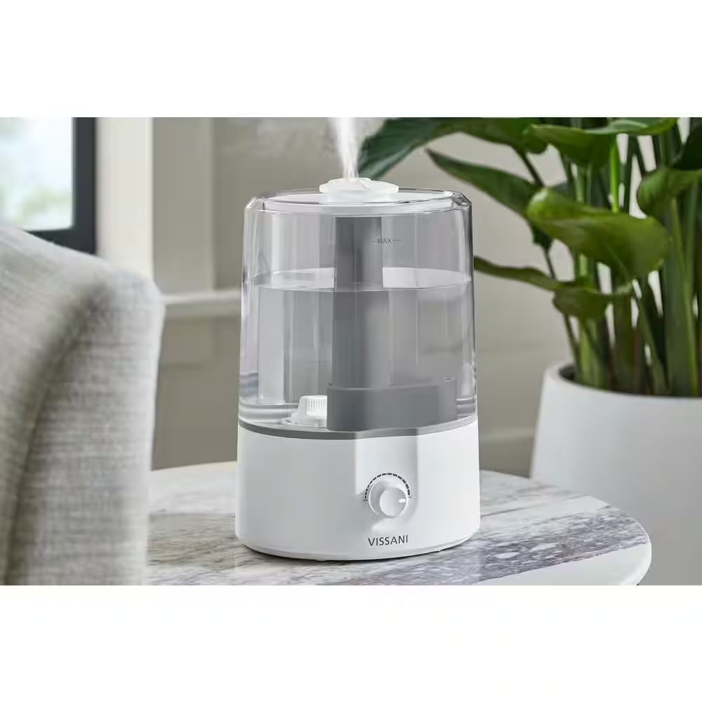 1 Gal. Ultrasonic Humidifier 360 Degree Turning Dual Nozzle Cool Mist for Medium Room in White
